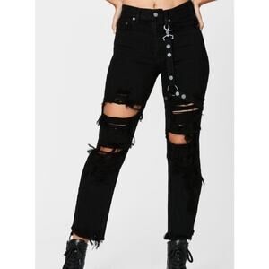 Carmar Black Distressed Harness Jeans